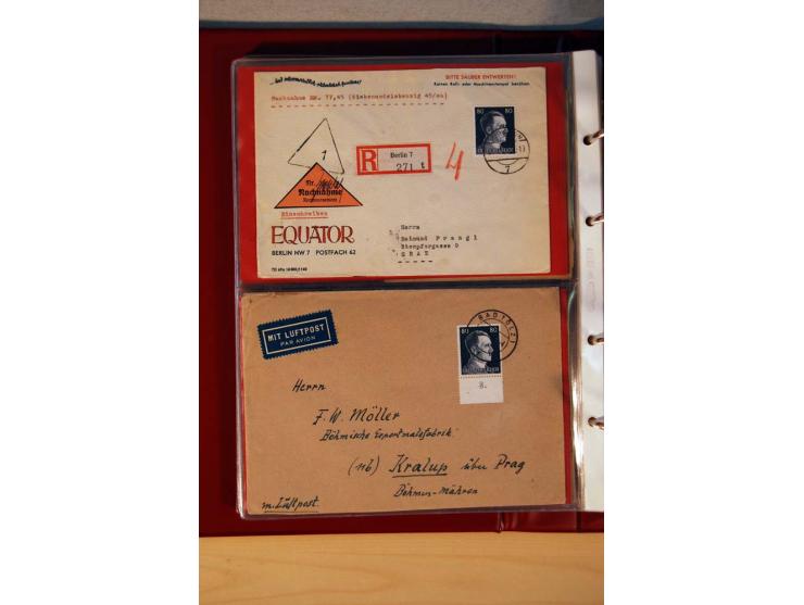 1941/45, Hitler-Freimarkenausgabe, umfangreiche Sammlung mit einigen hundert Briefen und Karten, Schwerpunkt bei den Einzel- 
