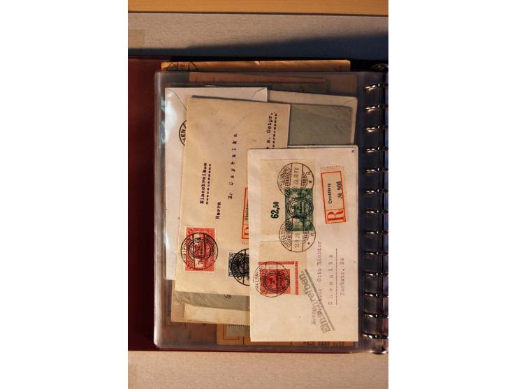 1920, kleiner Posten mit R-Briefen, Satzbriefen, Paketkarten und Besonderheiten