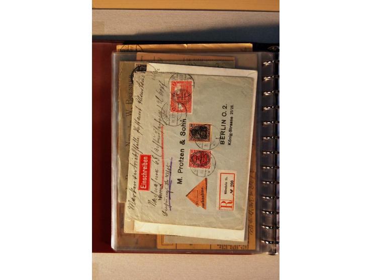 1920, kleiner Posten mit R-Briefen, Satzbriefen, Paketkarten und Besonderheiten