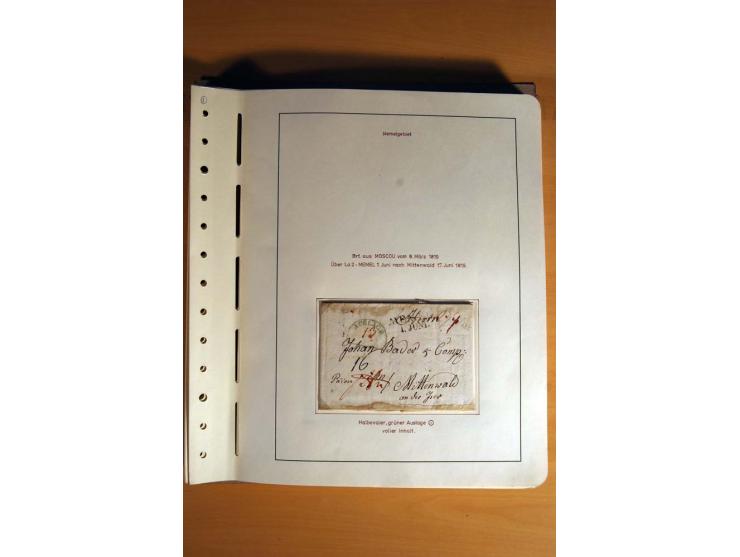 1830/1939, Stempel-und Markensammlung ab Vorphila mit etwas Preußen und Deutsches Reich auf Albenseiten mit Beschriftung, dab
