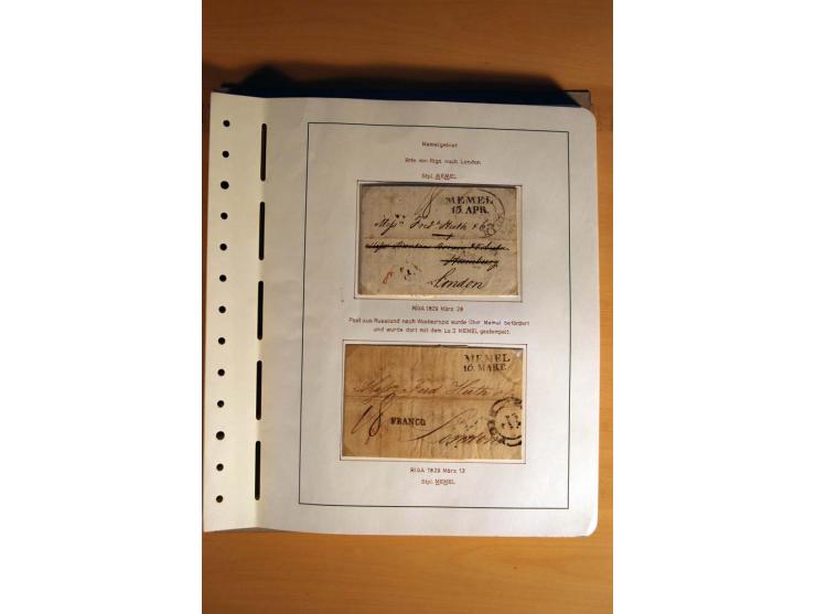 1830/1939, Stempel-und Markensammlung ab Vorphila mit etwas Preußen und Deutsches Reich auf Albenseiten mit Beschriftung, dab