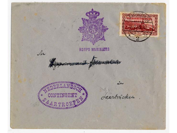 FELDPOST DER ABSTIMMUNGSTRUPPEN: 1935, 10 Briefe und 1 Briefstück, dabei R-Brief der schwedischen Truppen sowie Ortsbrief von