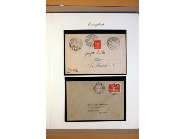 FELDPOST DER ABSTIMMUNGSTRUPPEN: 1935, 10 Briefe und 1 Briefstück, dabei R-Brief der schwedischen Truppen sowie Ortsbrief von