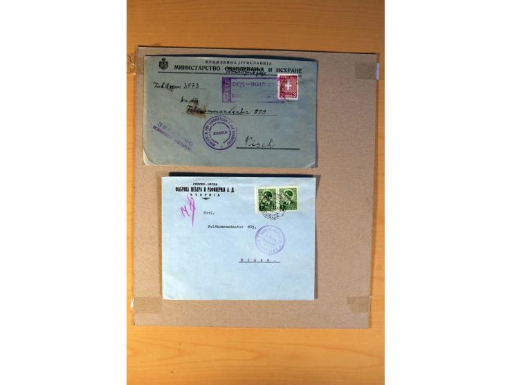 1941/44, 15 Bedarfsbriefe und Karten mit diversen Frankaturen, meist an die Feldpostkommandatur in Nisch, dabei Brief mit Zen