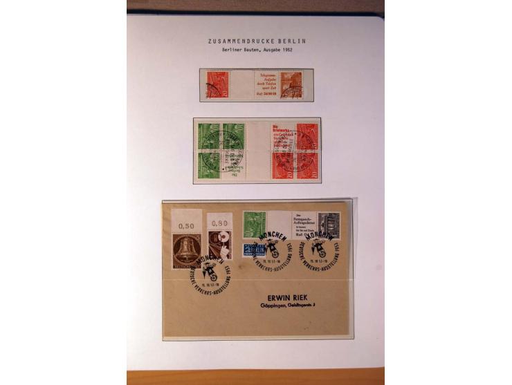 1949/89, gestempelte Sammlung Zusammendrucke mit vielen guten Kombinationen und einigen Briefen, einige Stempel fraglich und 