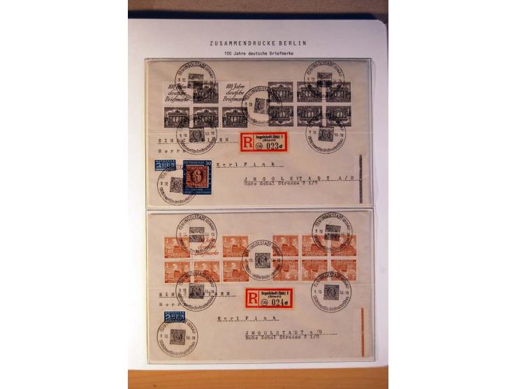 1949/89, gestempelte Sammlung Zusammendrucke mit vielen guten Kombinationen und einigen Briefen, einige Stempel fraglich und 