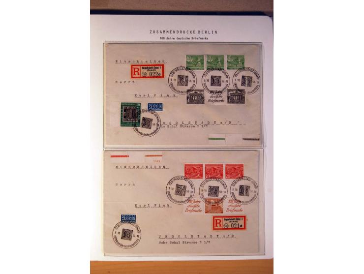 1949/89, gestempelte Sammlung Zusammendrucke mit vielen guten Kombinationen und einigen Briefen, einige Stempel fraglich und 