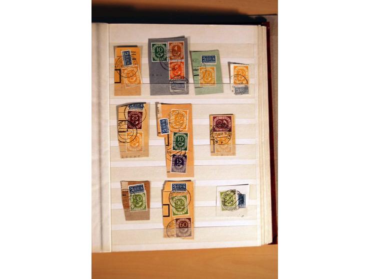 1951, Posthorn, umfangreiche gestempelte Spezialsammlung mit schönen Briefstücken, dabei waagerechte und senkrechte Paare, Vi