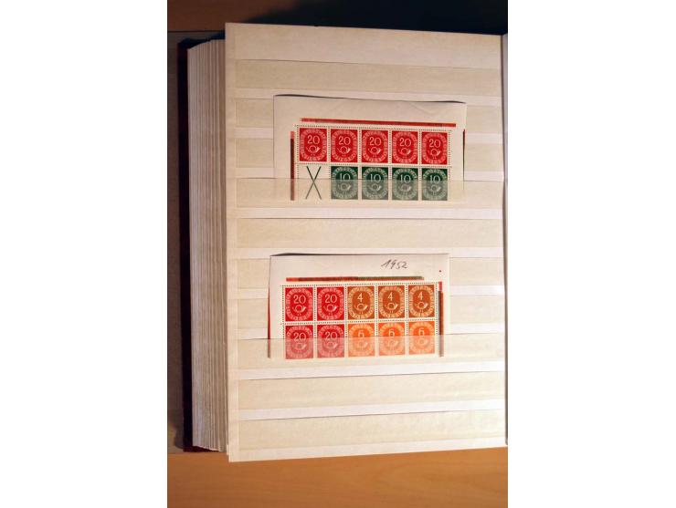 1951, Posthorn, umfangreiche gestempelte Spezialsammlung mit schönen Briefstücken, dabei waagerechte und senkrechte Paare, Vi