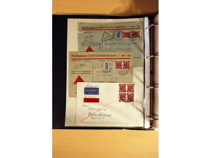 1951, POSTHORN, umfangreiche Sammlung mit einigen hundert Briefen, Karten und Paketkarten in 6 Ordnern inkl. 1 Band Ganzsache