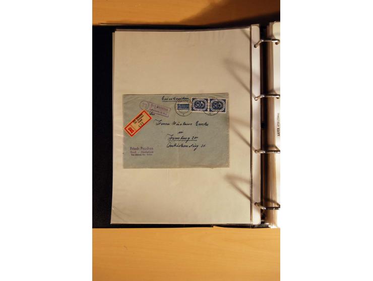 1951, POSTHORN, umfangreiche Sammlung mit einigen hundert Briefen, Karten und Paketkarten in 6 Ordnern inkl. 1 Band Ganzsache