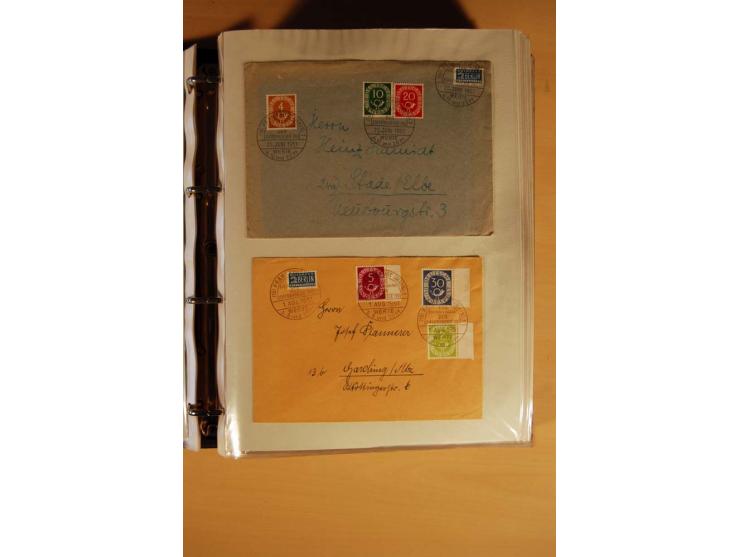 1951, POSTHORN, umfangreiche Sammlung mit einigen hundert Briefen, Karten und Paketkarten in 6 Ordnern inkl. 1 Band Ganzsache