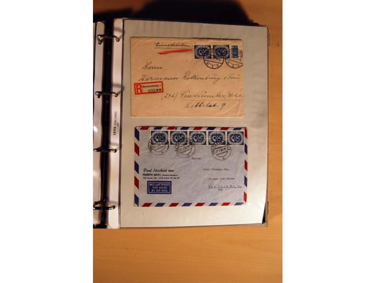 1951, POSTHORN, umfangreiche Sammlung mit einigen hundert Briefen, Karten und Paketkarten in 6 Ordnern inkl. 1 Band Ganzsache