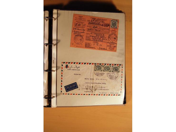 1951, POSTHORN, umfangreiche Sammlung mit einigen hundert Briefen, Karten und Paketkarten in 6 Ordnern inkl. 1 Band Ganzsache