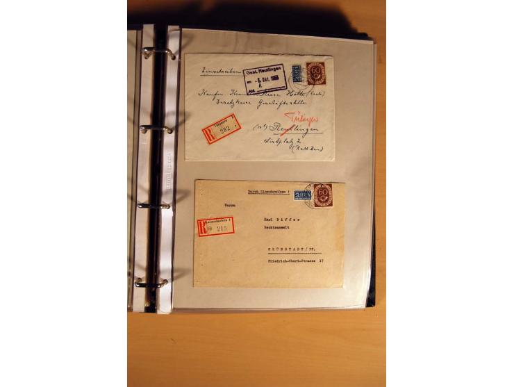 1951, POSTHORN, umfangreiche Sammlung mit einigen hundert Briefen, Karten und Paketkarten in 6 Ordnern inkl. 1 Band Ganzsache