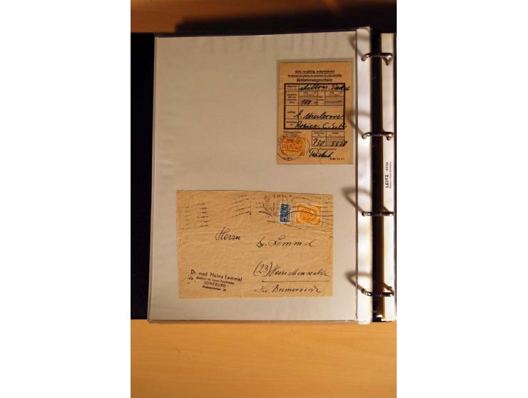 1951, POSTHORN, umfangreiche Sammlung mit einigen hundert Briefen, Karten und Paketkarten in 6 Ordnern inkl. 1 Band Ganzsache