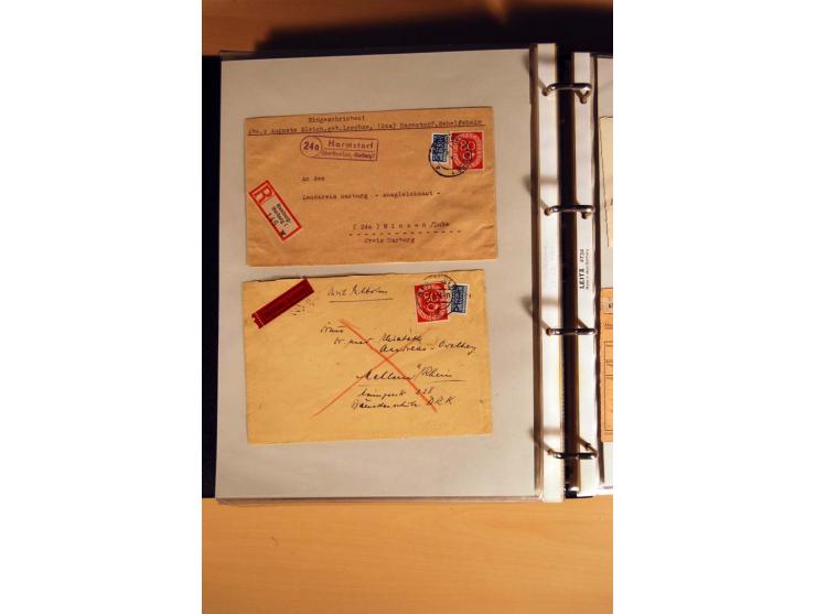 1951, POSTHORN, umfangreiche Sammlung mit einigen hundert Briefen, Karten und Paketkarten in 6 Ordnern inkl. 1 Band Ganzsache