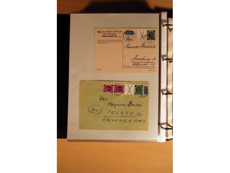 1951, POSTHORN, umfangreiche Sammlung mit einigen hundert Briefen, Karten und Paketkarten in 6 Ordnern inkl. 1 Band Ganzsache