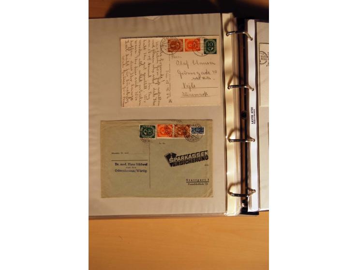 1951, POSTHORN, umfangreiche Sammlung mit einigen hundert Briefen, Karten und Paketkarten in 6 Ordnern inkl. 1 Band Ganzsache