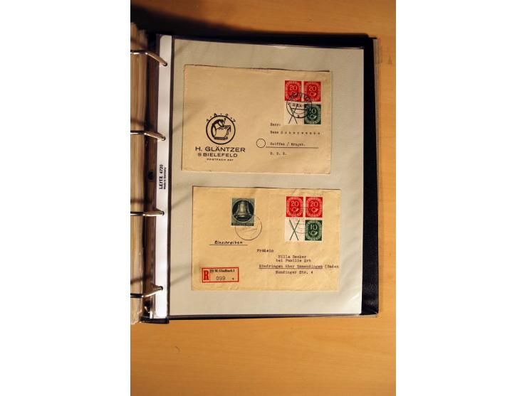 1951, POSTHORN, umfangreiche Sammlung mit einigen hundert Briefen, Karten und Paketkarten in 6 Ordnern inkl. 1 Band Ganzsache