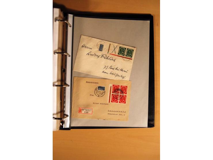 1951, POSTHORN, umfangreiche Sammlung mit einigen hundert Briefen, Karten und Paketkarten in 6 Ordnern inkl. 1 Band Ganzsache