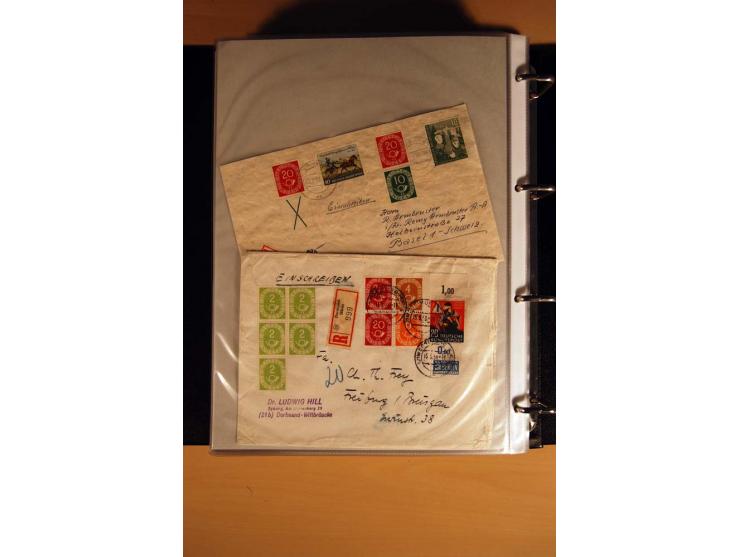 1951, POSTHORN, umfangreiche Sammlung mit einigen hundert Briefen, Karten und Paketkarten in 6 Ordnern inkl. 1 Band Ganzsache