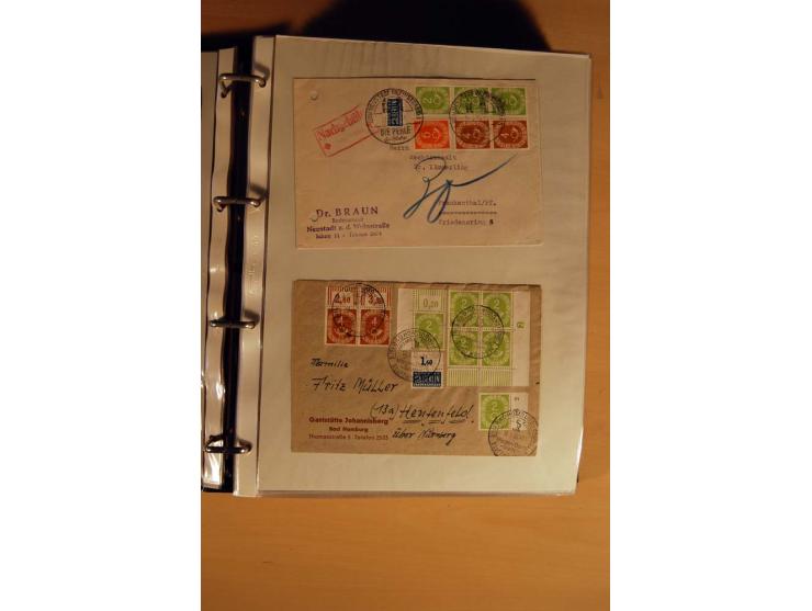 1951, POSTHORN, umfangreiche Sammlung mit einigen hundert Briefen, Karten und Paketkarten in 6 Ordnern inkl. 1 Band Ganzsache