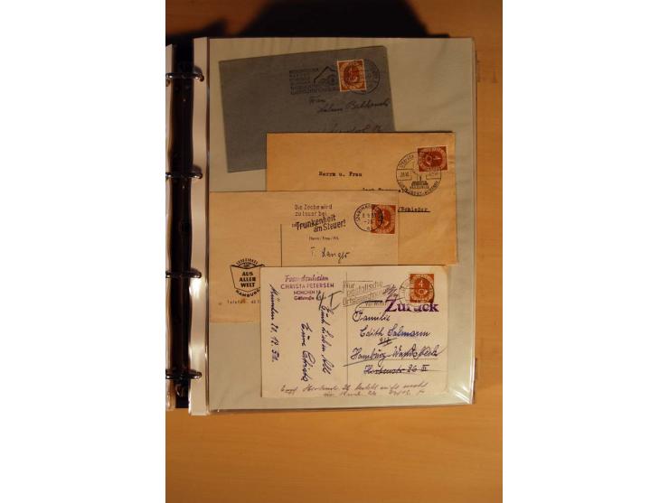 1951, POSTHORN, umfangreiche Sammlung mit einigen hundert Briefen, Karten und Paketkarten in 6 Ordnern inkl. 1 Band Ganzsache