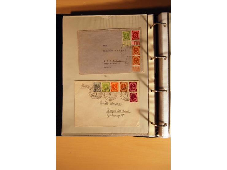 1951, POSTHORN, umfangreiche Sammlung mit einigen hundert Briefen, Karten und Paketkarten in 6 Ordnern inkl. 1 Band Ganzsache