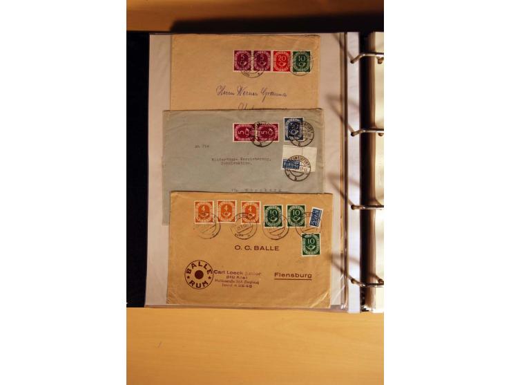 1951, POSTHORN, umfangreiche Sammlung mit einigen hundert Briefen, Karten und Paketkarten in 6 Ordnern inkl. 1 Band Ganzsache