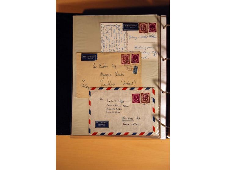1951, POSTHORN, umfangreiche Sammlung mit einigen hundert Briefen, Karten und Paketkarten in 6 Ordnern inkl. 1 Band Ganzsache