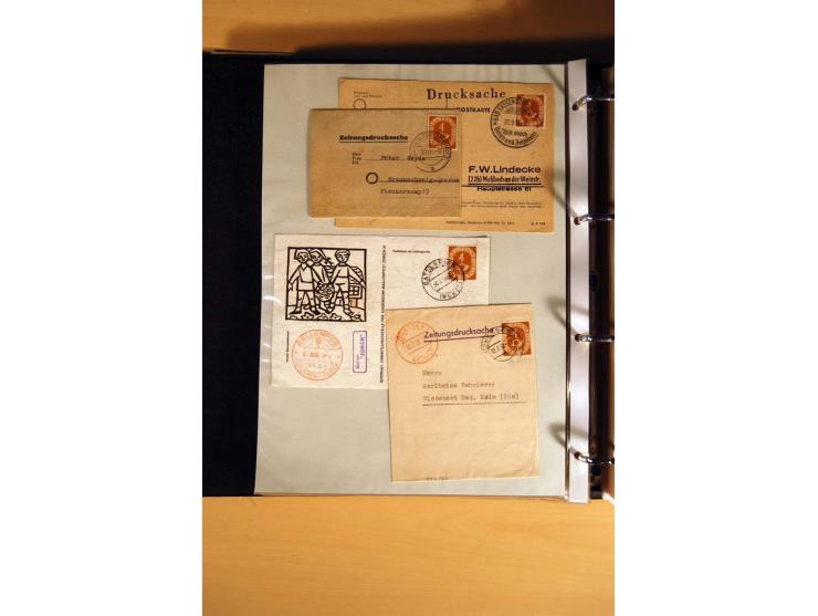 1951, POSTHORN, umfangreiche Sammlung mit einigen hundert Briefen, Karten und Paketkarten in 6 Ordnern inkl. 1 Band Ganzsache