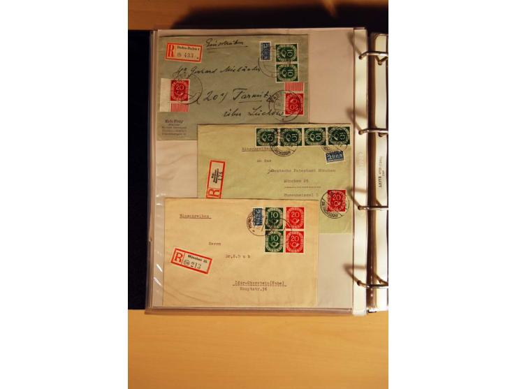 1951, POSTHORN, umfangreiche Sammlung mit einigen hundert Briefen, Karten und Paketkarten in 6 Ordnern inkl. 1 Band Ganzsache