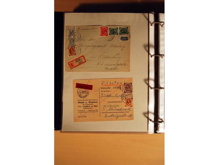 1951, POSTHORN, umfangreiche Sammlung mit einigen hundert Briefen, Karten und Paketkarten in 6 Ordnern inkl. 1 Band Ganzsache