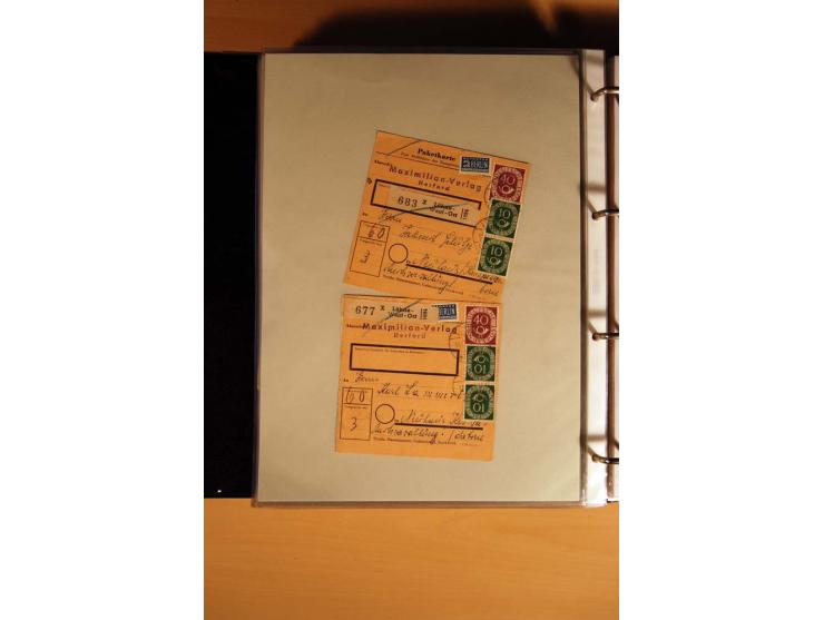 1951, POSTHORN, umfangreiche Sammlung mit einigen hundert Briefen, Karten und Paketkarten in 6 Ordnern inkl. 1 Band Ganzsache