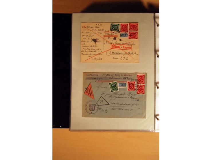 1951, POSTHORN, umfangreiche Sammlung mit einigen hundert Briefen, Karten und Paketkarten in 6 Ordnern inkl. 1 Band Ganzsache