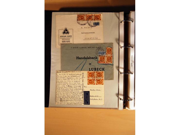 1951, POSTHORN, umfangreiche Sammlung mit einigen hundert Briefen, Karten und Paketkarten in 6 Ordnern inkl. 1 Band Ganzsache
