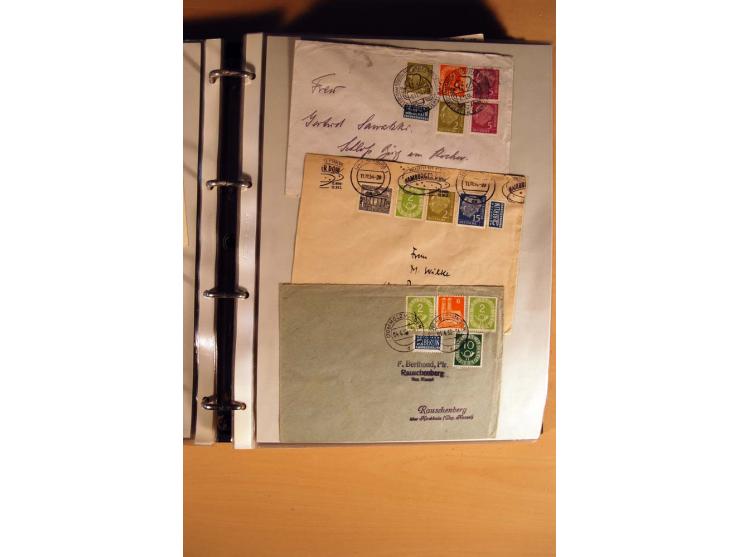 1951, POSTHORN, umfangreiche Sammlung mit einigen hundert Briefen, Karten und Paketkarten in 6 Ordnern inkl. 1 Band Ganzsache