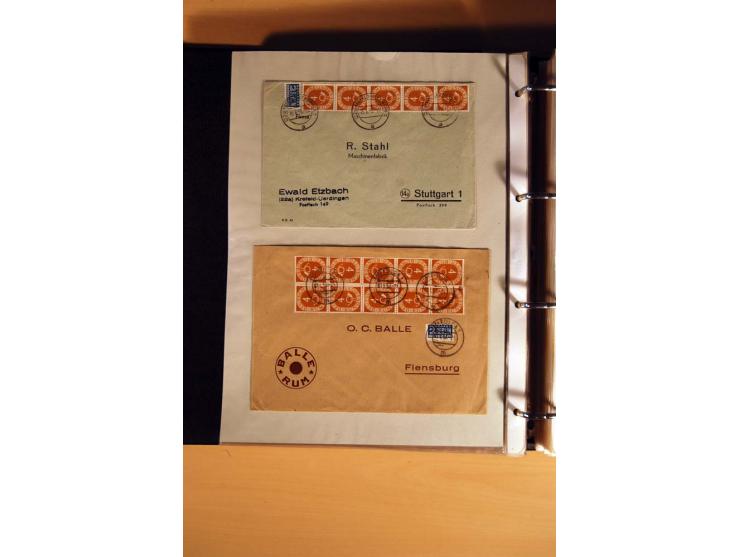 1951, POSTHORN, umfangreiche Sammlung mit einigen hundert Briefen, Karten und Paketkarten in 6 Ordnern inkl. 1 Band Ganzsache