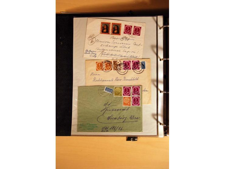1951, POSTHORN, umfangreiche Sammlung mit einigen hundert Briefen, Karten und Paketkarten in 6 Ordnern inkl. 1 Band Ganzsache