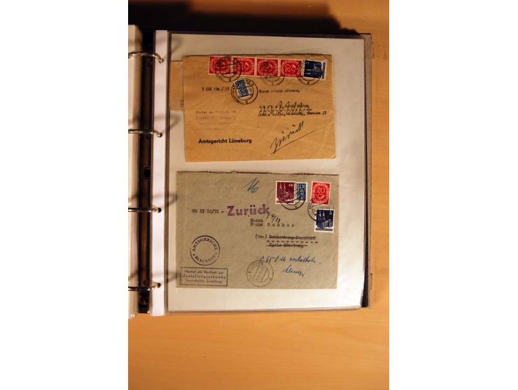 1951, POSTHORN, umfangreiche Sammlung mit einigen hundert Briefen, Karten und Paketkarten in 6 Ordnern inkl. 1 Band Ganzsache