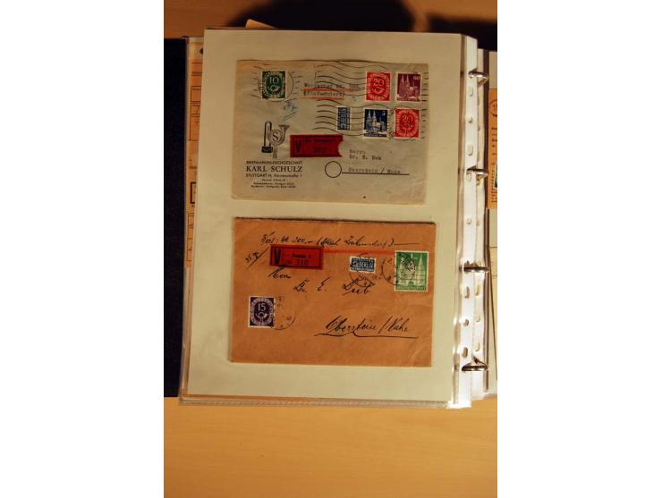 1951, POSTHORN, umfangreiche Sammlung mit einigen hundert Briefen, Karten und Paketkarten in 6 Ordnern inkl. 1 Band Ganzsache
