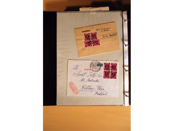 1951, POSTHORN, umfangreiche Sammlung mit einigen hundert Briefen, Karten und Paketkarten in 6 Ordnern inkl. 1 Band Ganzsache