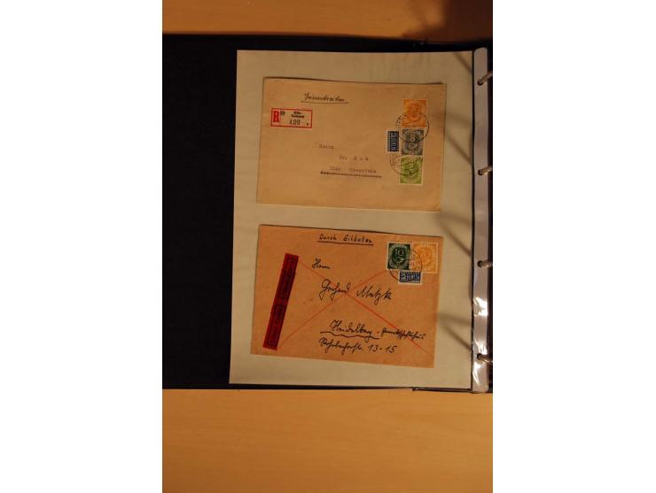 1951, POSTHORN, umfangreiche Sammlung mit einigen hundert Briefen, Karten und Paketkarten in 6 Ordnern inkl. 1 Band Ganzsache
