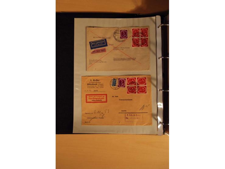 1951, POSTHORN, umfangreiche Sammlung mit einigen hundert Briefen, Karten und Paketkarten in 6 Ordnern inkl. 1 Band Ganzsache