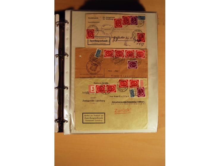 1951, POSTHORN, umfangreiche Sammlung mit einigen hundert Briefen, Karten und Paketkarten in 6 Ordnern inkl. 1 Band Ganzsache