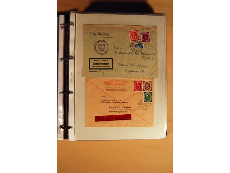 1951, POSTHORN, umfangreiche Sammlung mit einigen hundert Briefen, Karten und Paketkarten in 6 Ordnern inkl. 1 Band Ganzsache