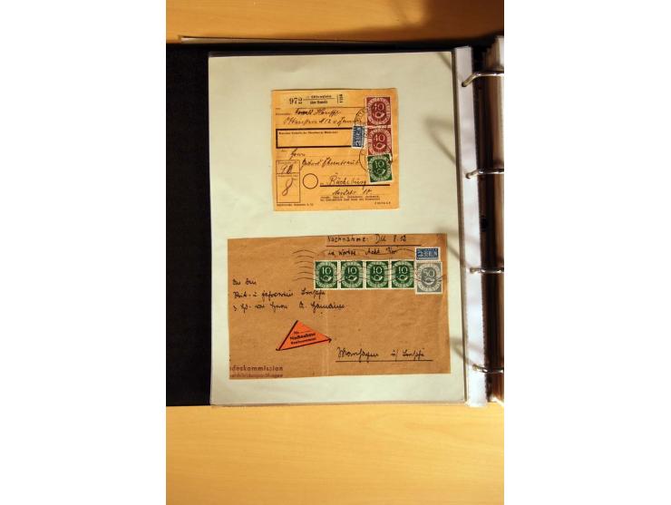 1951, POSTHORN, umfangreiche Sammlung mit einigen hundert Briefen, Karten und Paketkarten in 6 Ordnern inkl. 1 Band Ganzsache