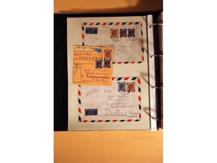 1951, POSTHORN, umfangreiche Sammlung mit einigen hundert Briefen, Karten und Paketkarten in 6 Ordnern inkl. 1 Band Ganzsache