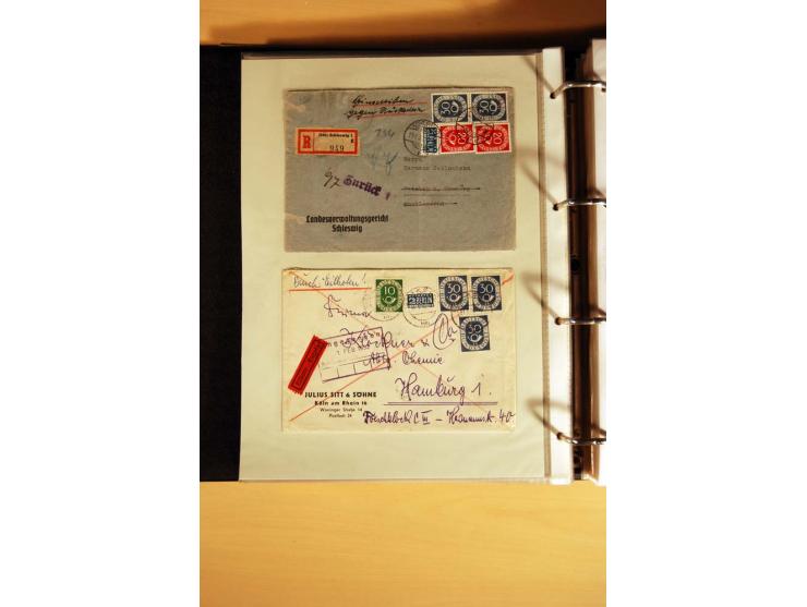 1951, POSTHORN, umfangreiche Sammlung mit einigen hundert Briefen, Karten und Paketkarten in 6 Ordnern inkl. 1 Band Ganzsache